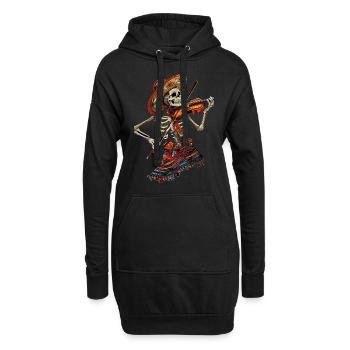 Mexikanisches Violin Skelett - Hoodie-Kleid - Schwarz - Vorne