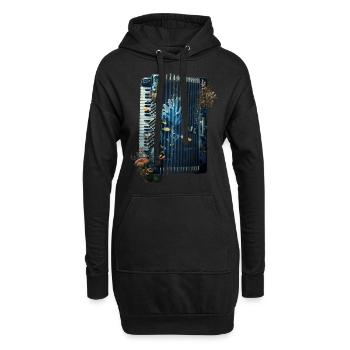 Fisch Akkordeon - Hoodie-Kleid - Schwarz - Vorne