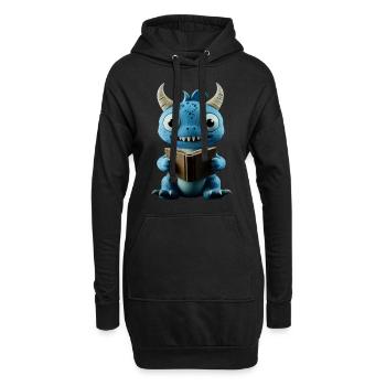 Lustiger blauer Drache Fantasie für Buchliebhaber - Hoodie-Kleid - Schwarz - Vorne