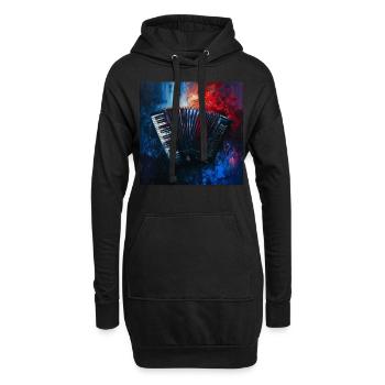 Akkordeon - Hoodie-Kleid - Schwarz - Vorne
