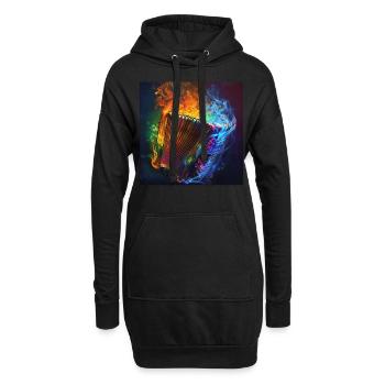 Akkordeon - Hoodie-Kleid - Schwarz - Vorne