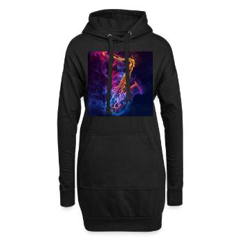 Saxophon - Hoodie-Kleid - Schwarz - Vorne