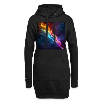 Flûte traversière - Sweat-shirt à capuche long Femme - noir - Devant