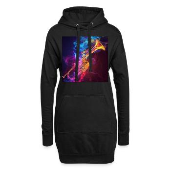 Trompete - Hoodie-Kleid - Schwarz - Vorne