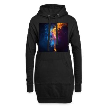 Trompete - Hoodie-Kleid - Schwarz - Vorne