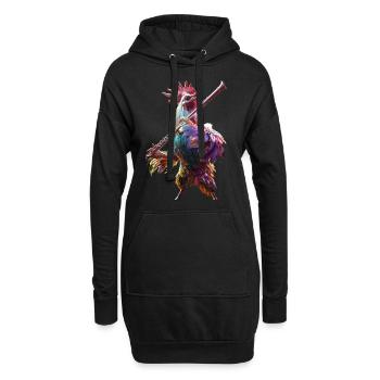 Flûte de coq - Sweat-shirt à capuche long Femme - noir - Devant