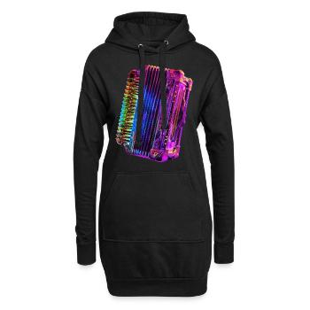 Akkordeon - Hoodie-Kleid - Schwarz - Vorne