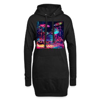 Schlagzeug - Hoodie-Kleid - Schwarz - Vorne