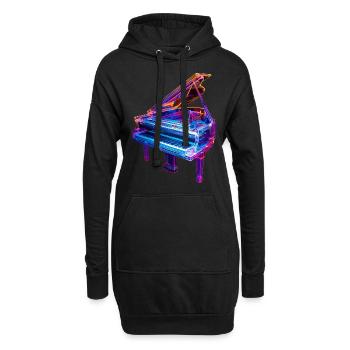 Piano - Sweat-shirt à capuche long Femme - noir - Devant