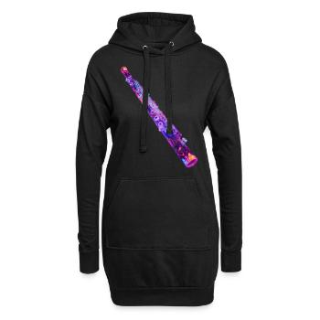 Flûte traversière - Sweat-shirt à capuche long Femme - noir - Devant