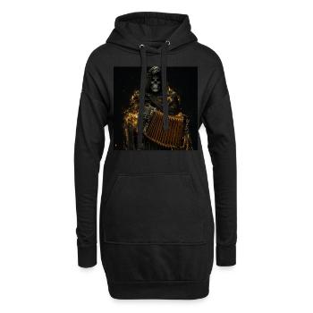 Akkordeon - Hoodie-Kleid - Schwarz - Vorne