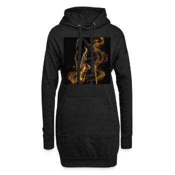 Saxophon - Hoodie-Kleid - Schwarz - Vorne
