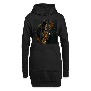 Saxophon - Hoodie-Kleid - Schwarz - Vorne