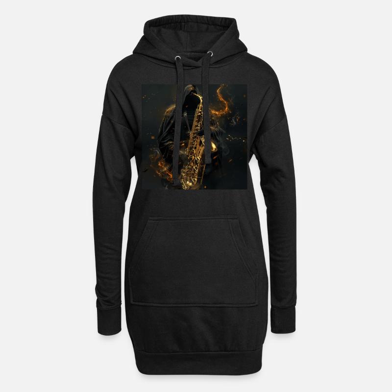 Saxophon - Hoodie-Kleid - Schwarz