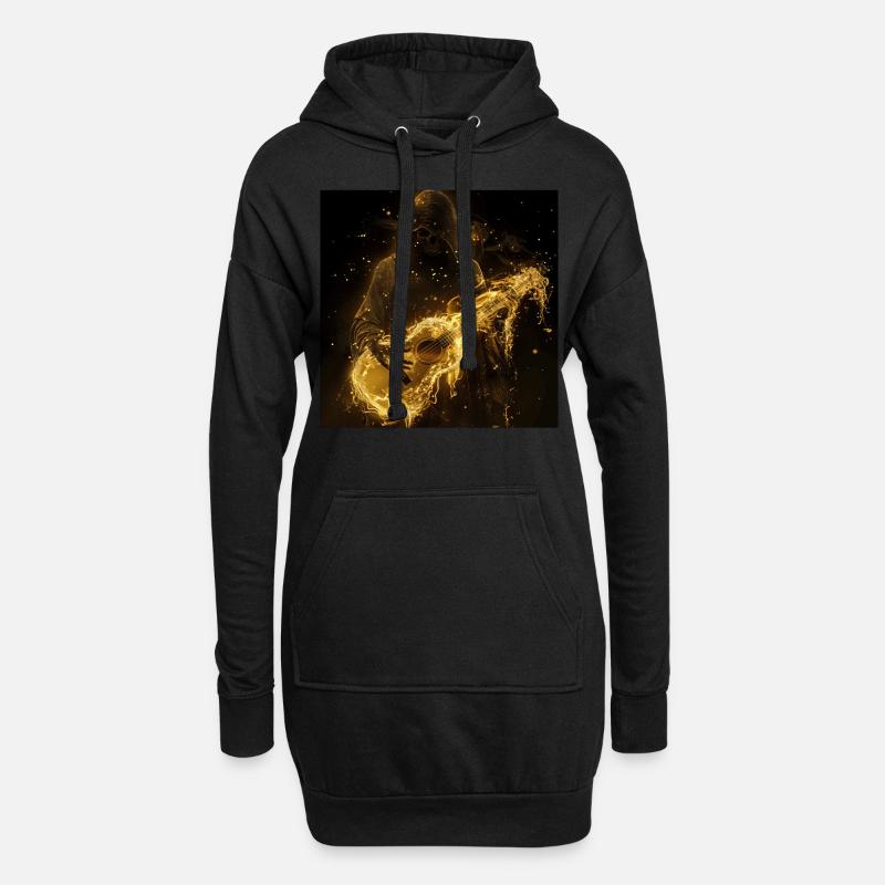 Ukulele - Hoodie-Kleid - Schwarz