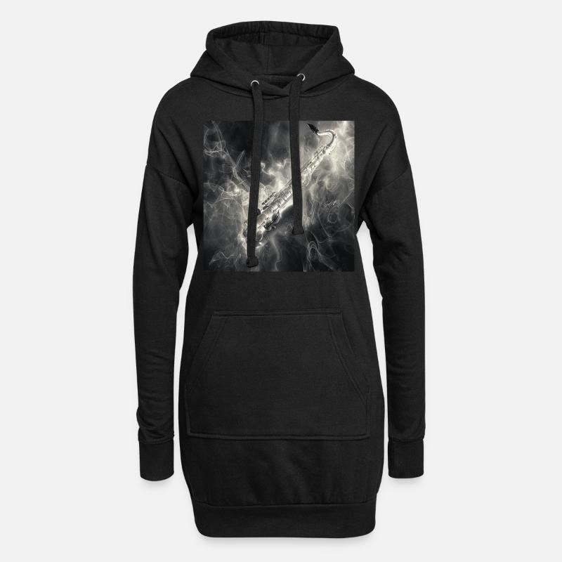 Saxophon - Hoodie-Kleid - Schwarz