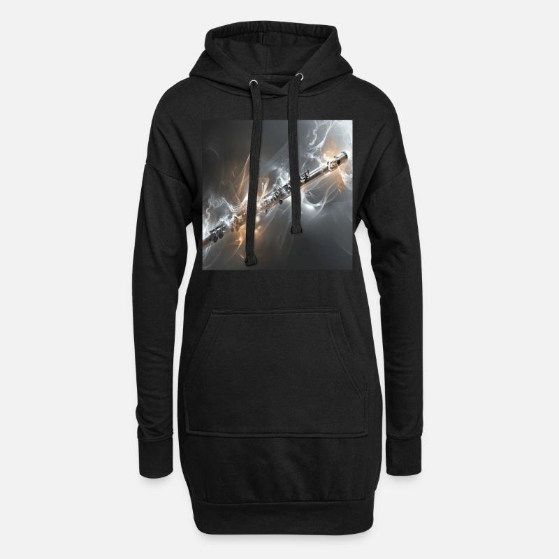 Querflöte - Hoodie-Kleid - Schwarz