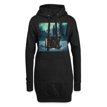Akkordeon - Hoodie-Kleid - Schwarz - Vorne