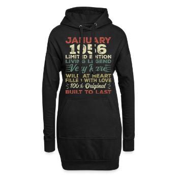 Januar 1956 Geburtstag - Januar 1956, January 1956 - Hoodie-Kleid - Schwarz - Vorne