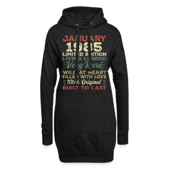 Anniversaire de Janvier 1985 - Janvier 1985, Janvier 1985 - Sweat-shirt à capuche long Femme - noir - Devant