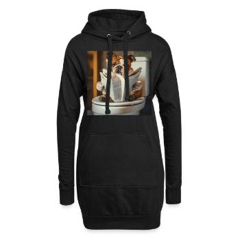 Englische Bulldogge - Hoodie-Kleid - Schwarz - Vorne
