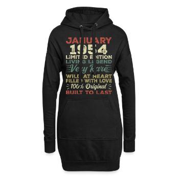 Januar 1954 Geburtstag - Januar 1954, January 1954 - Hoodie-Kleid - Schwarz - Vorne