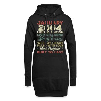 Januar 2004 Geburtstag - Januar 2004, January 2004 - Hoodie-Kleid - Schwarz - Vorne