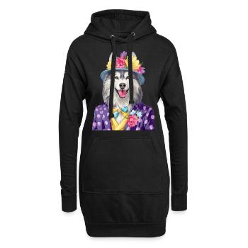 Alaskan Malamute - Hoodie-Kleid - Schwarz - Vorne