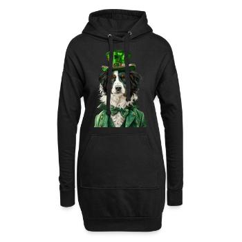 Border Collie - Hoodie-Kleid - Schwarz - Vorne