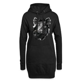 Warzenschwein - Hoodie-Kleid - Schwarz - Vorne