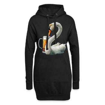 Schwanen Bier - Hoodie-Kleid - Schwarz - Vorne