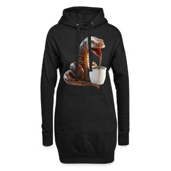 Wurm Kaffee - Hoodie-Kleid - Schwarz - Vorne