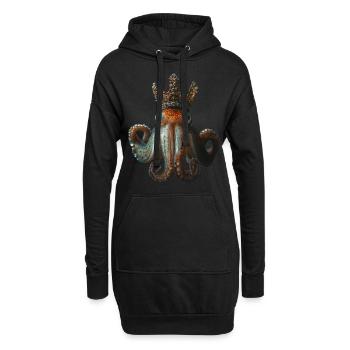 Tintenfisch - Hoodie-Kleid - Schwarz - Vorne