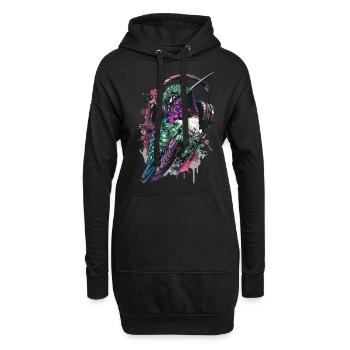 Kolibri - Hoodie-Kleid - Schwarz - Vorne