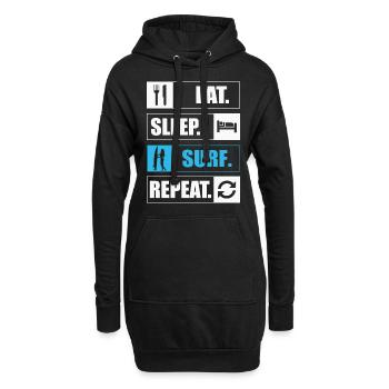 Manger Dormir Surfer Répéter Surfen - Sweat-shirt à capuche long Femme - noir - Devant
