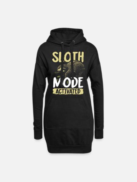 Sloth Mode: Activated Faultier Sloth - Hoodie-Kleid - Schwarz