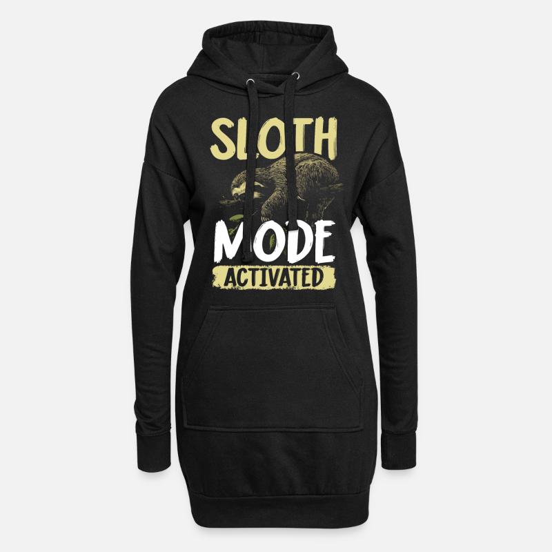 Sloth Mode: Activated Faultier Sloth - Hoodie-Kleid - Schwarz