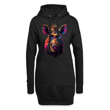 Warzenschwein - Hoodie-Kleid - Schwarz - Vorne