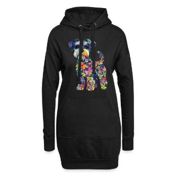 Zwergschnauzer - Hoodie-Kleid - Schwarz - Vorne