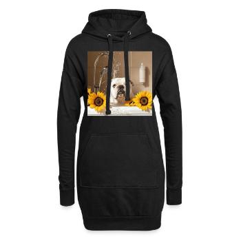 Bulldogge - Hoodie-Kleid - Schwarz - Vorne