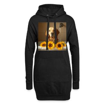 Golden Retriever - Hoodie-Kleid - Schwarz - Vorne