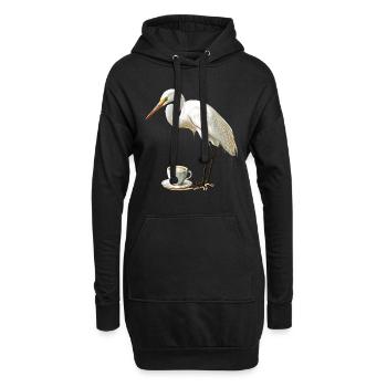 Reiher Vogel Kaffee - Hoodie-Kleid - Schwarz - Vorne