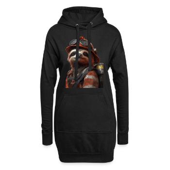 Faultier - Hoodie-Kleid - Schwarz - Vorne