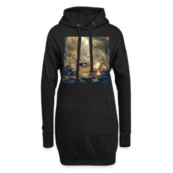 Panda - Hoodie-Kleid - Schwarz - Vorne