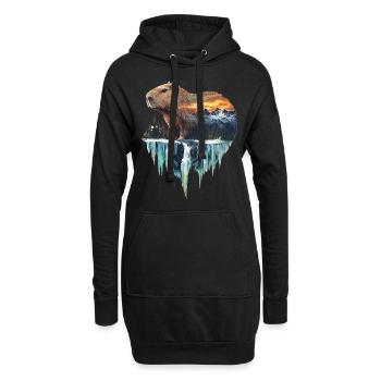 Wasserschwein - Hoodie-Kleid - Schwarz - Vorne