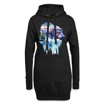Nilpferd - Hoodie-Kleid - Schwarz - Vorne