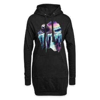 Faultier - Hoodie-Kleid - Schwarz - Vorne