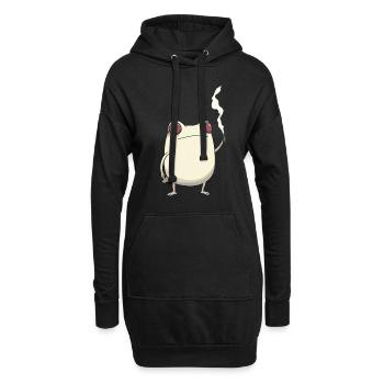 Frosch mit rotem Auge und Cannabisblüte - Hoodie-Kleid - Schwarz - Vorne