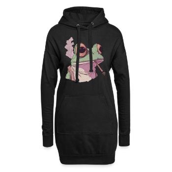 Grenouille avec d’énormes yeux et une articulation - Weed Frog - Sweat-shirt à capuche long Femme - noir - Devant