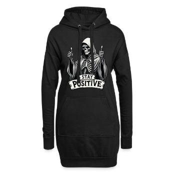 Stay Positive – Lustiger Sensenmann - Hoodie-Kleid - Schwarz - Vorne